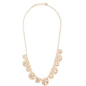 Forever 21 Gold Rolo Chain Bib Pendant Necklace Chunky